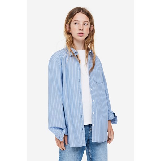 H & M - Koszula z bawełnianej popeliny - Niebieski H & M 140 (9-10Y) H&M
