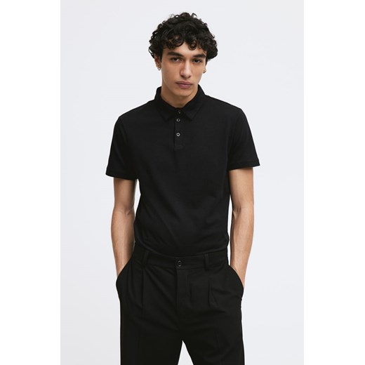 H & M - Top polo Slim Fit - Czarny ze sklepu H&M w kategorii T-shirty męskie - zdjęcie 169599047