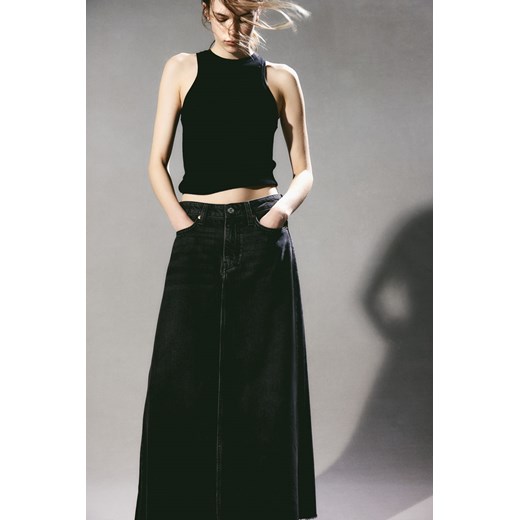 H & M - Dżinsowa spódnica Feather Soft - Czarny ze sklepu H&M w kategorii Spódnice - zdjęcie 169599116