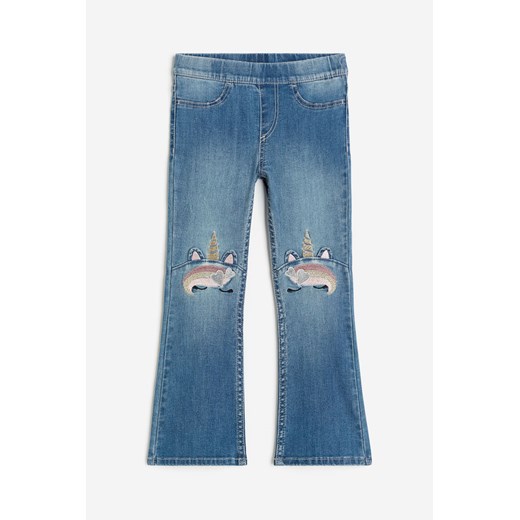 H & M - Superstretch Flared Leg Jeans - Niebieski H & M 128 (7-8Y) H&M
