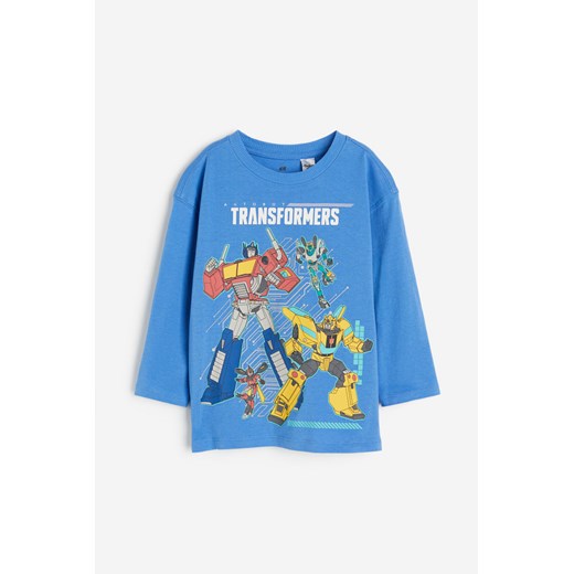 H & M - T-shirt z długim rękawem i nadrukiem - Niebieski ze sklepu H&M w kategorii T-shirty chłopięce - zdjęcie 169599587