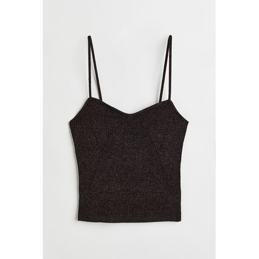 H & M - Brokatowy top na ramiączkach - Czarny ze sklepu H&M w kategorii Bluzki damskie - zdjęcie 169599675