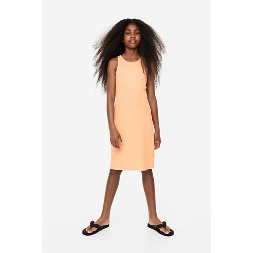 H & M - Sukienka z dżerseju w prążki - Pomarańczowy H & M 152 (10-12Y) H&M