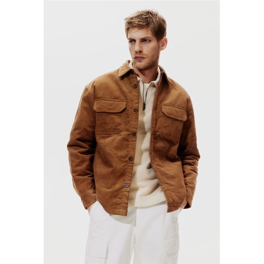 H & M - Sztruksowa kurtka koszulowa Loose Fit - Beżowy ze sklepu H&M w kategorii Kurtki męskie - zdjęcie 169599788