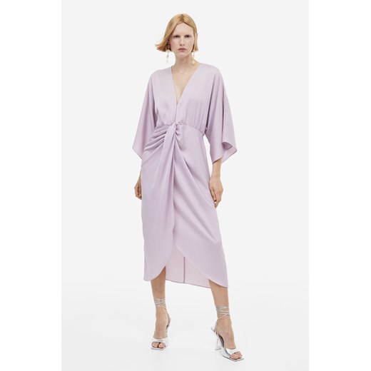 H & M - Sukienka z dekoltem w serek - Fioletowy H & M L H&M