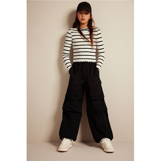 H & M - Spodnie spadochronowe - Czarny ze sklepu H&M w kategorii Spodnie dziewczęce - zdjęcie 169599825