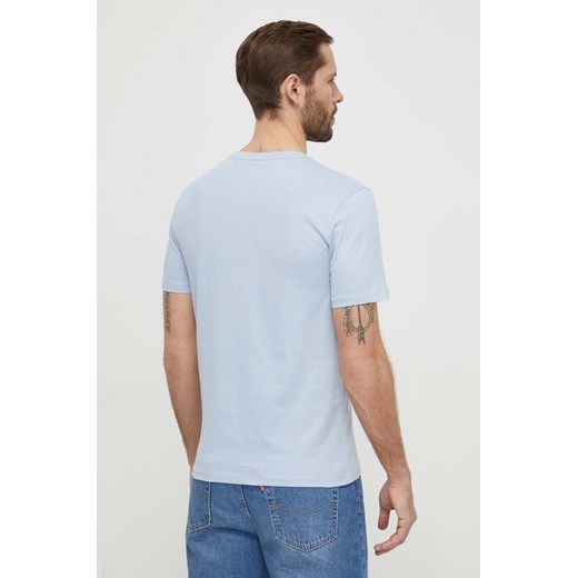 T-shirt męski niebieski BOSS HUGO z krótkimi rękawami casual 