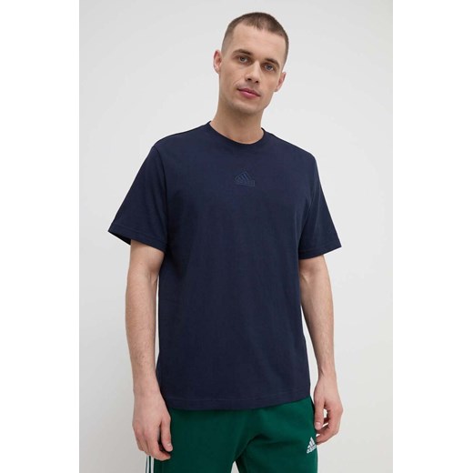 adidas t-shirt bawełniany męski kolor granatowy gładki IR5265 ze sklepu ANSWEAR.com w kategorii T-shirty męskie - zdjęcie 169601828