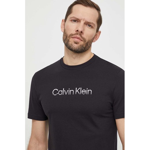 T-shirt męski Calvin Klein z napisami z krótkim rękawem z bawełny 