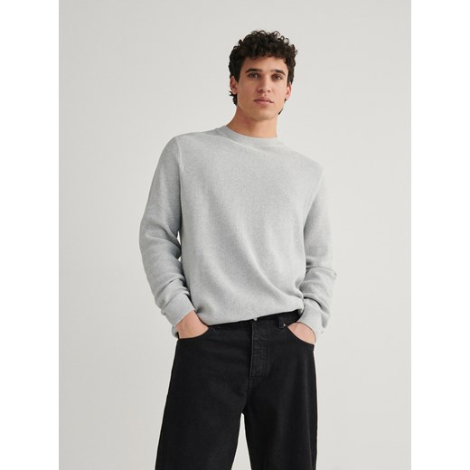 Reserved - Bawełniany sweter - jasnoszary ze sklepu Reserved w kategorii Swetry męskie - zdjęcie 169602139