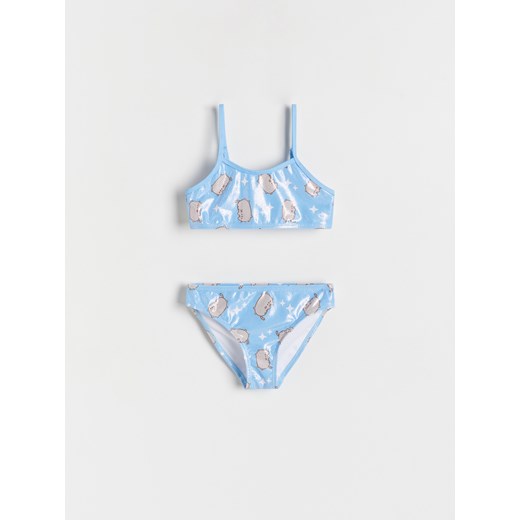 Reserved - Dwuczęściowy strój kąpielowy Pusheen - jasnoniebieski ze sklepu Reserved w kategorii Stroje kąpielowe - zdjęcie 169602198
