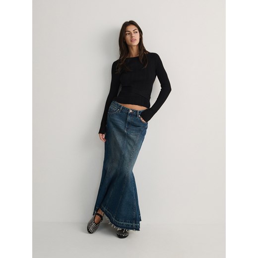 Reserved - Jeansowa spódnica z przeszyciami - indigo jeans Reserved XS Reserved