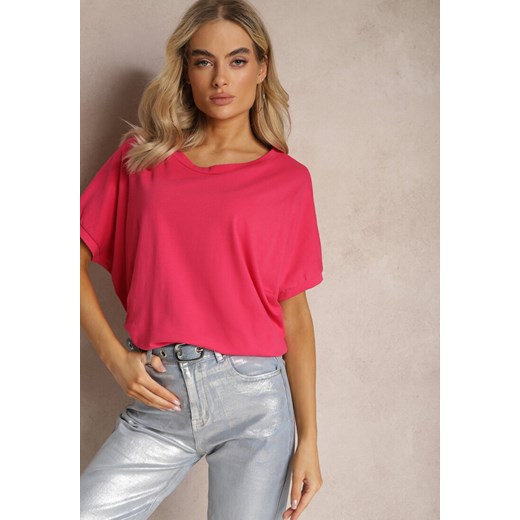 Różowy T-shirt Oversize o Przedłużonym Kroju Echinopa ze sklepu Renee odzież w kategorii Bluzki damskie - zdjęcie 169608436