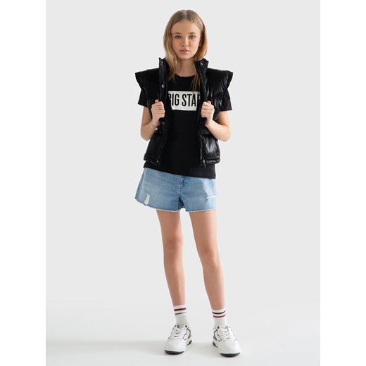 Koszulka dziewczęca z dużym nadrukiem z logo BIG STAR czarna Oneidaska 906 ze sklepu Big Star w kategorii Bluzki dziewczęce - zdjęcie 169614149