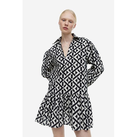 Sukienka H & M casualowa z długimi rękawami w abstrakcyjne wzory mini 