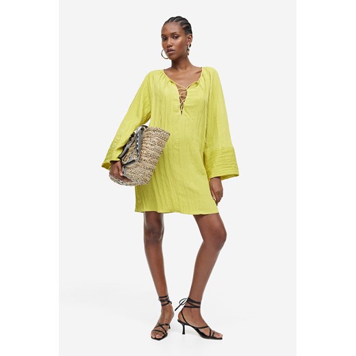 H & M - Crinkled tunic dress - Żółty ze sklepu H&M w kategorii Sukienki ciążowe - zdjęcie 169617698