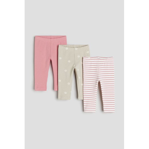 H & M - Bawełniane legginsy 3-pak - Różowy H & M 98 (2-3Y) H&M