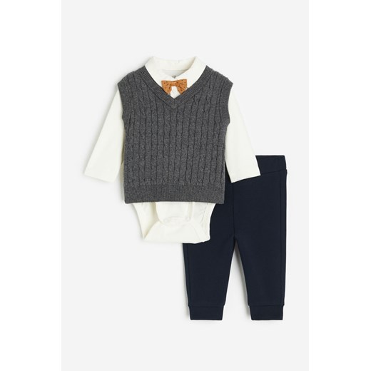H & M - Elegancki komplet 3-częściowy - Szary H & M 50 (0-1M) H&M