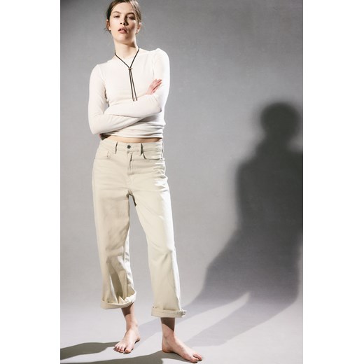 H & M - Wide High Cropped Jeans - Biały ze sklepu H&M w kategorii Jeansy damskie - zdjęcie 169617997
