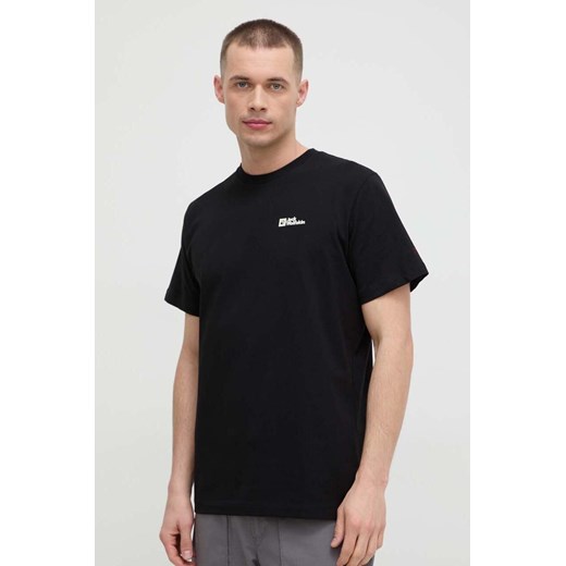 Jack Wolfskin t-shirt bawełniany Essential kolor czarny 1808382 ze sklepu ANSWEAR.com w kategorii T-shirty męskie - zdjęcie 169619517