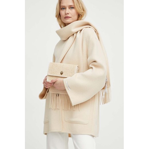Marella kurtka wełniana kolor beżowy przejściowa oversize Marella 36 ANSWEAR.com