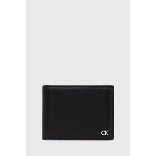 Calvin Klein portfel skórzany męski kolor czarny ze sklepu ANSWEAR.com w kategorii Portfele męskie - zdjęcie 169619809
