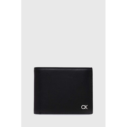 Calvin Klein portfel skórzany męski kolor czarny ze sklepu ANSWEAR.com w kategorii Portfele męskie - zdjęcie 169619825