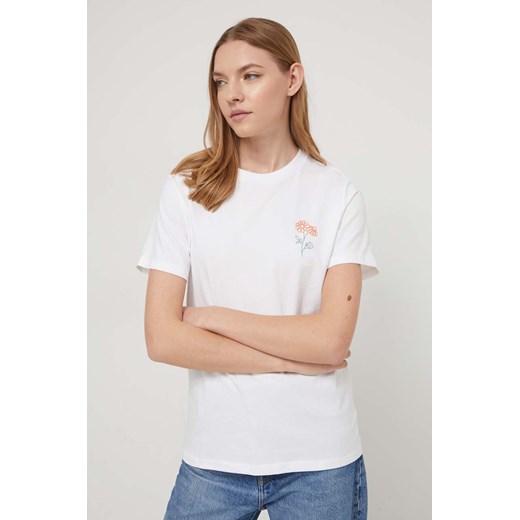 Converse t-shirt bawełniany damski kolor biały ze sklepu ANSWEAR.com w kategorii Bluzki damskie - zdjęcie 169620069