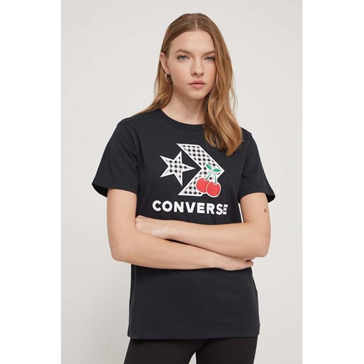 Converse t-shirt bawełniany damski kolor czarny Converse L ANSWEAR.com