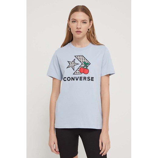 Converse t-shirt bawełniany damski kolor niebieski Converse M ANSWEAR.com
