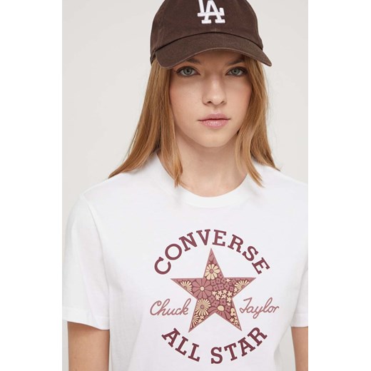 Converse t-shirt bawełniany damski kolor beżowy Converse S ANSWEAR.com
