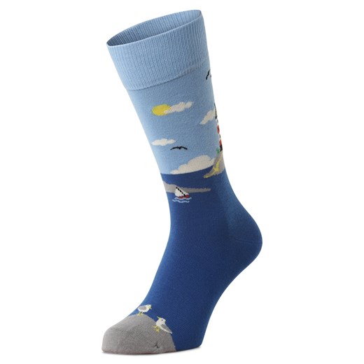 Happy Socks Męskie skarpety z cienkiej dzianiny Mężczyźni niebieski wzorzysty ze sklepu vangraaf w kategorii Skarpetki damskie - zdjęcie 169627338