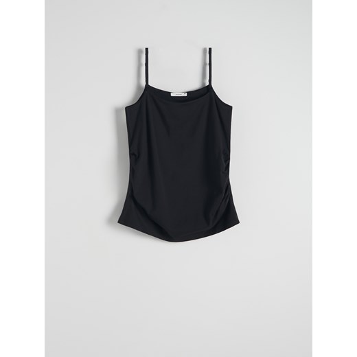 Reserved - Bawełniany top - czarny ze sklepu Reserved w kategorii Bluzki damskie - zdjęcie 169630459