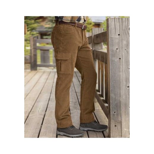 Wygodne, kamelowe, sztruksowe spodnie bojówki Atlas For Men dostępne inne rozmiary promocja Atlas For Men