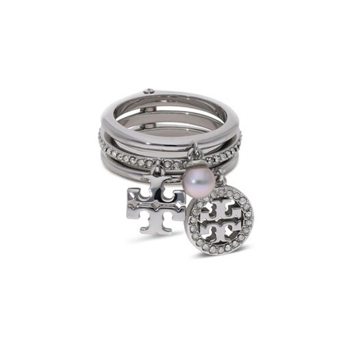 Tory Burch Pierścionek Miller Pave Charm Ring 76348 Srebrny ze sklepu MODIVO w kategorii Pierścionki - zdjęcie 169635246