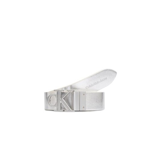 Calvin Klein Jeans Pasek Damski Round Mono Pl Rev Lthr Belt 30Mm K60K611489 Biały ze sklepu MODIVO w kategorii Paski damskie - zdjęcie 169635809