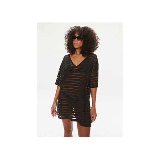Calvin Klein Swimwear Sukienka plażowa KW0KW02528 Czarny Regular Fit ze sklepu MODIVO w kategorii Odzież plażowa - zdjęcie 169635839