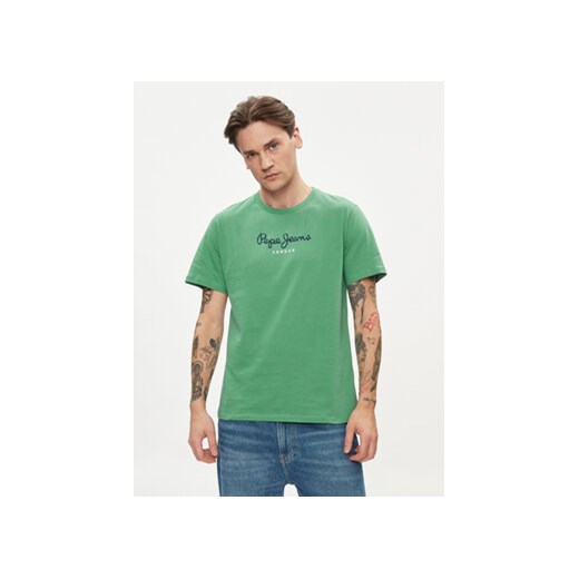 Pepe Jeans T-Shirt Eggo N PM508208 Zielony Regular Fit ze sklepu MODIVO w kategorii T-shirty męskie - zdjęcie 169636036