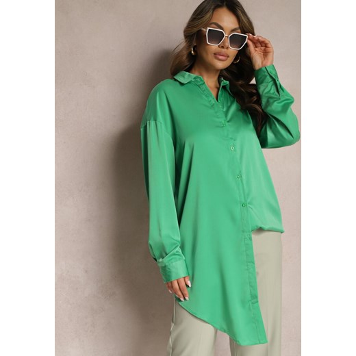 Zielona Gładka Koszula na Guziki Daphrae ze sklepu Renee odzież w kategorii Koszule damskie - zdjęcie 169641106