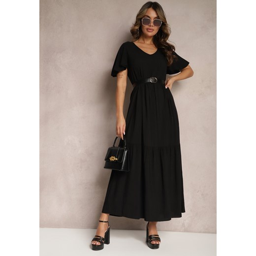 Czarna Sukienka Maxi z Bawełny o Rozkloszowanym Kroju Bellatrixe ze sklepu Renee odzież w kategorii Sukienki - zdjęcie 169641459