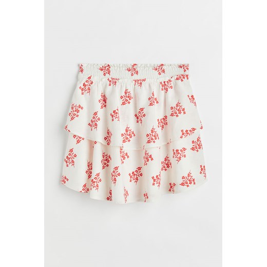 H & M - Falbaniasta spódnica z domieszką lnu - Czerwony ze sklepu H&M w kategorii Spódnice - zdjęcie 169647899