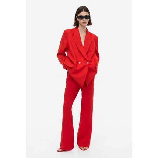 H & M - Rozszerzane spodnie z domieszką lnu - Czerwony H & M 36 H&M