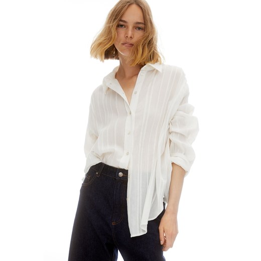 H & M - Kreszowana koszula oversize - Biały H & M L H&M