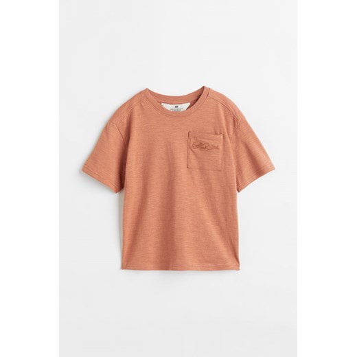 H & M - T-shirt oversize z kieszonką - Pomarańczowy ze sklepu H&M w kategorii T-shirty chłopięce - zdjęcie 169648207