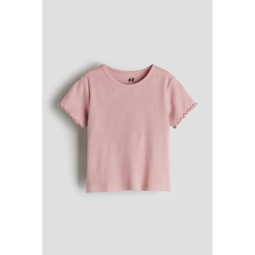 H & M - Top z dżerseju w prążki - Różowy ze sklepu H&M w kategorii Bluzki dziewczęce - zdjęcie 169648216
