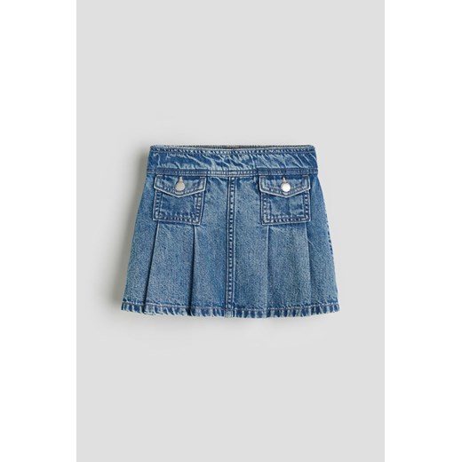 H & M - Spódnica dżinsowa z zakładkami - Niebieski H & M 140 (9-10Y) H&M
