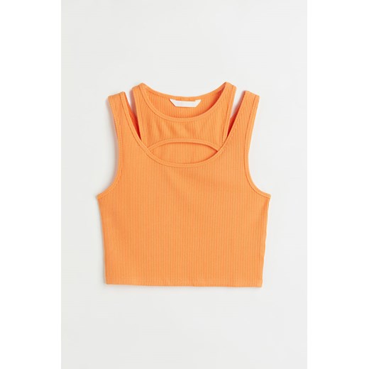 H & M - Krótki dwuwarstwowy top - Pomarańczowy ze sklepu H&M w kategorii Bluzki damskie - zdjęcie 169648238