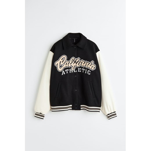 H & M - Kurtka bejsbolowa z aplikacjami - Czarny H & M S H&M