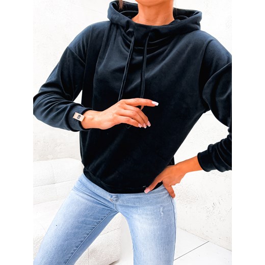 WELUROWA BLUZA Z KAPTUREM- CZARNA Olika S/M olika.com.pl