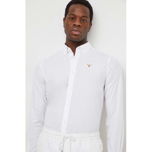 Barbour koszula męska kolor biały regular z kołnierzykiem button-down ze sklepu ANSWEAR.com w kategorii Koszule męskie - zdjęcie 169649826